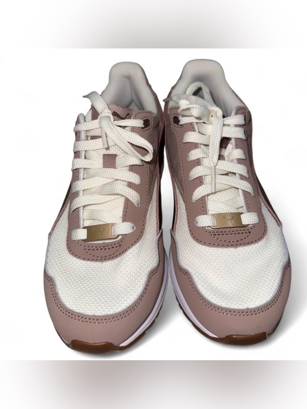 Puma Women's Blush Pink and White Low-Top Sneakers